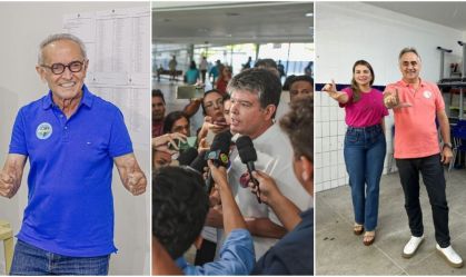 Candidatos a prefeito de João Pessoa, Cicero Lucena (PP), Rui Carneiro (Podemos) e Luciano Cartaxo (PT) votam na capital da Paraíba