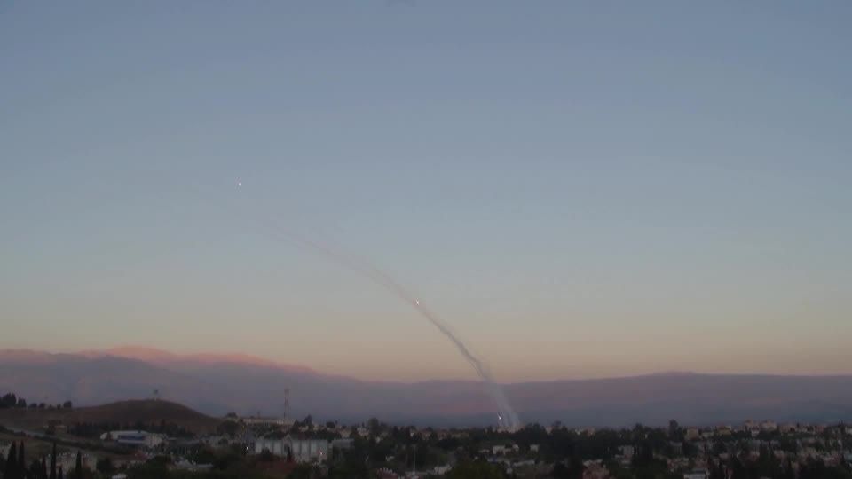 Flares fired by Israeli forces burn in the sky near Lebanon border
