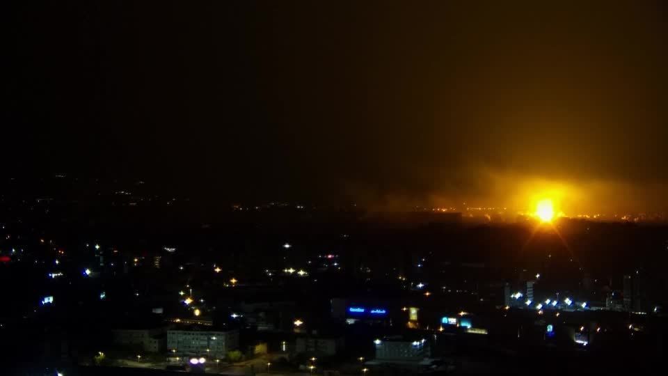 Explosions and airstrikes near Beirut airport at night, as flights arrive