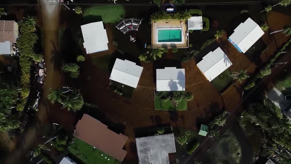 Drone video shows flooded neighborhood in Iona, Florida