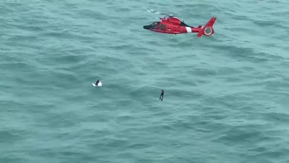 US Coast Guard rescues man hanging onto cooler off Florida coast