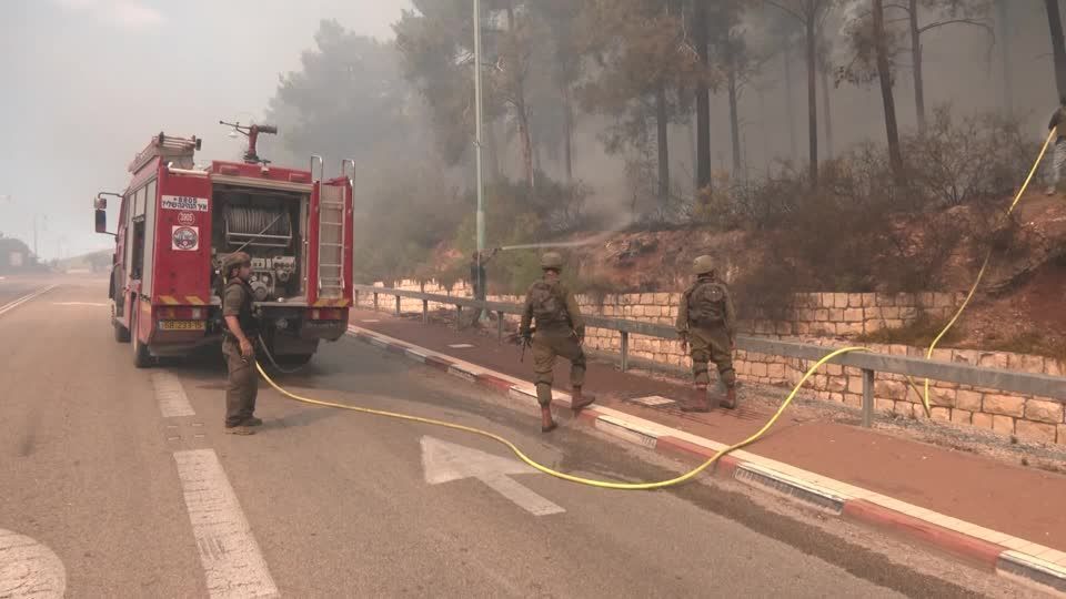 Interceptions, fires burn in Israel's north after Hezbollah rocket barrage