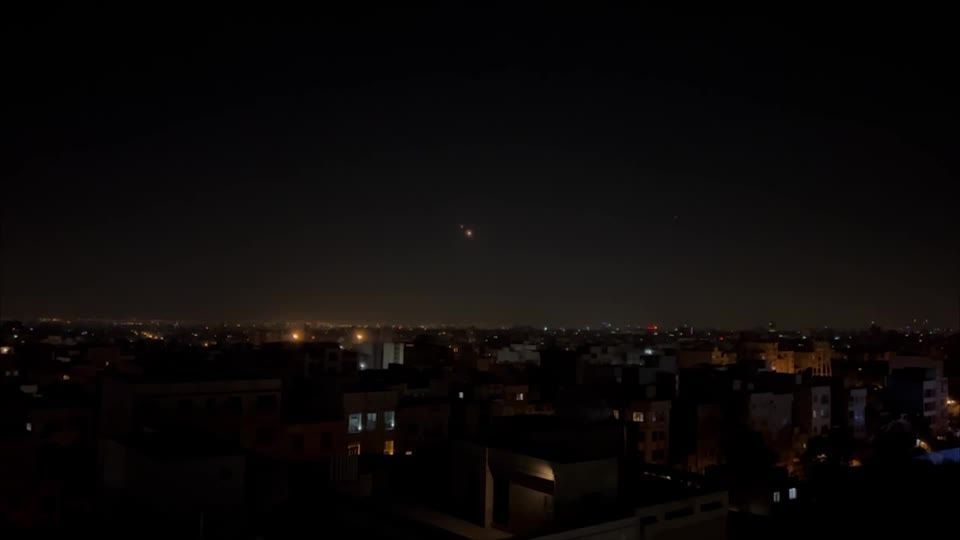 Air defence system fires seen over Tehran night sky