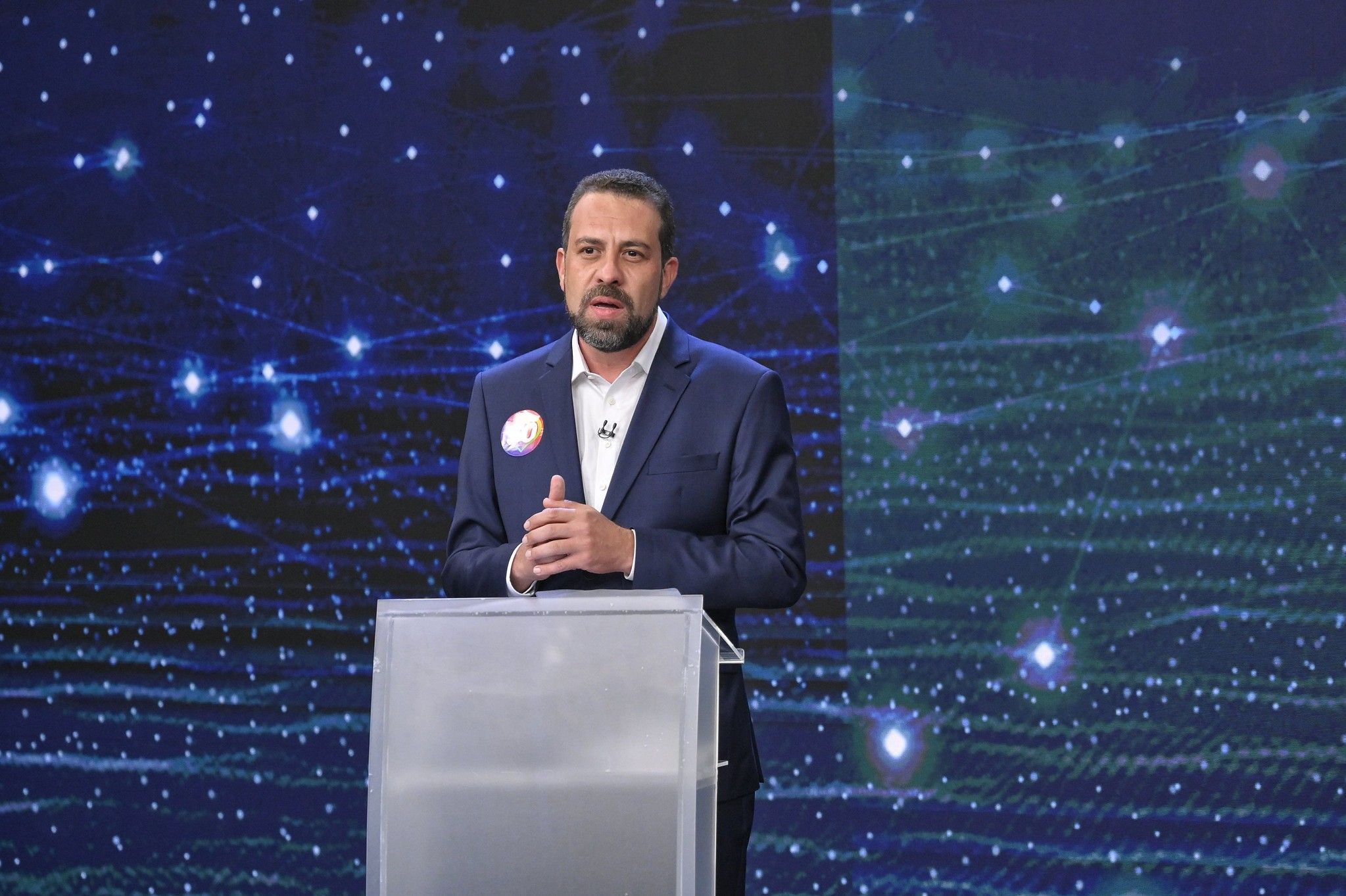 Guilherme Boulos durante o debate da TV Bandeirantes • 14/10/2024 - Renato Pizzutto/Band