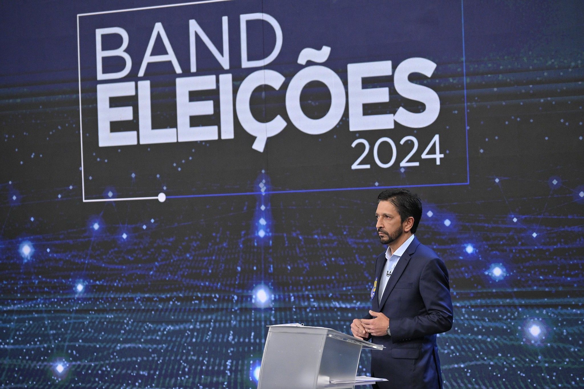 Ricardo Nunes durante o debate da TV Bandeirantes • 14/10/2024 - Renato Pizzutto/Band