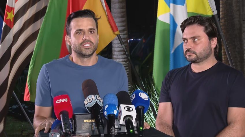 Pablo Marçal fala a jornalistas na noite de terça-feira (8) • CNN