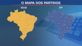 Mapa mostra os estados onde o MDB e PP venceram as disputas por prefeituras