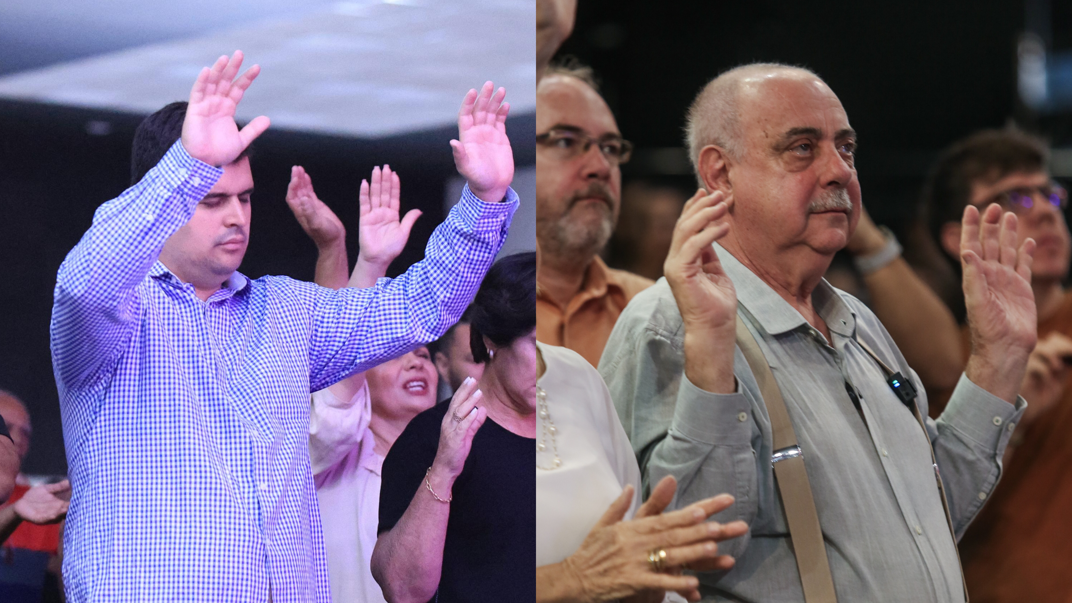 Bruno Engler e Fuad Noman durante a campanha para o segundo turno de BH