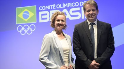 Marco La Porta, eleito presidente do COB, e Yane Marques