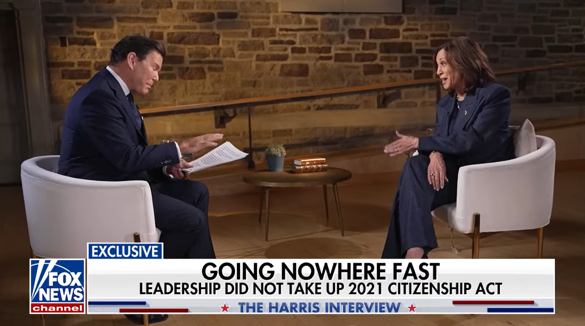 Kamala Harris em entrevista à Fox News