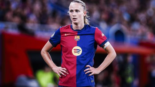 Caroline Graham Hansen durante partida pelo Barcelona feminino