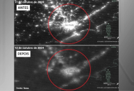 Imagens de satélite mostram luminosidade antes e depois do apagão em SP