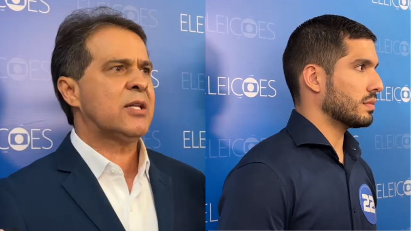 Evandro Leitão e André Fernandes após o debate da TV Verdes Mares para a Prefeitura de Fortaleza • Karla Moura/colaboração para a CNN