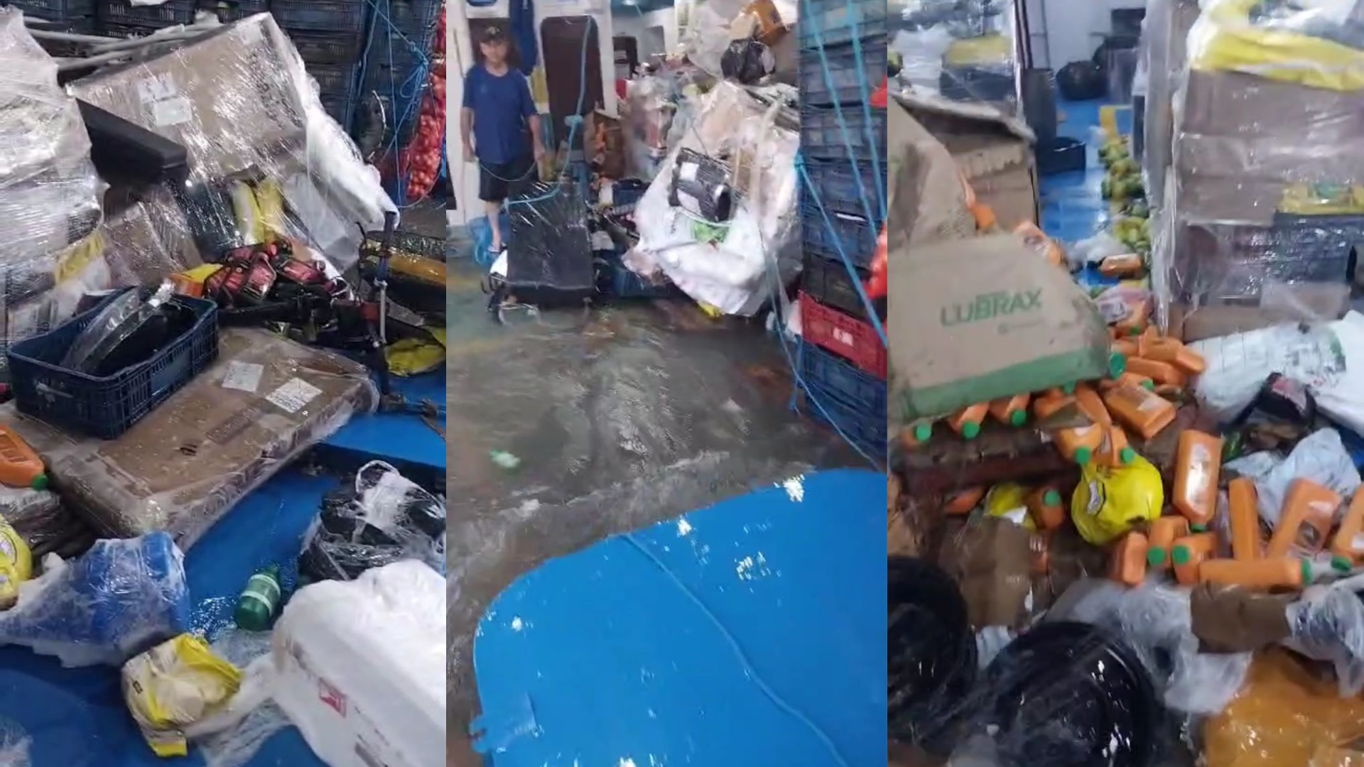 Embarcação é invadida pela força da água