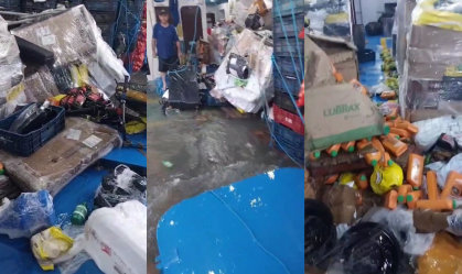 Embarcação é invadida pela força da água