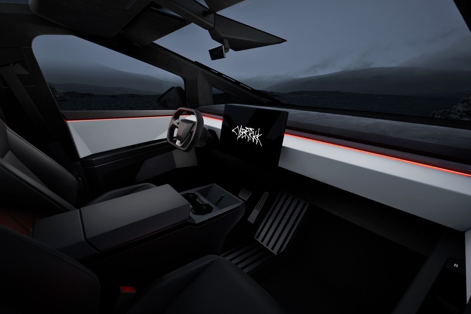 Interior da Tesla Cybertruck • Divulgação