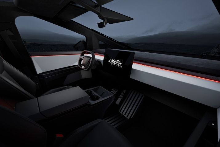 Interior da Tesla Cybertruck • Divulgação