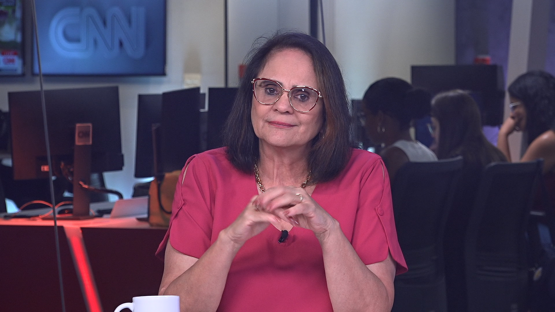 A senadora Damares Alves (Republicanos) em entrevista à CNN