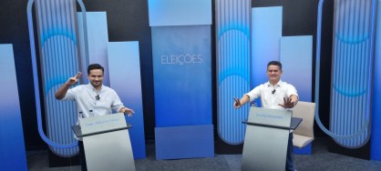 Capitão Alberto Neto e David Almeida na preparação para o último debate em Manaus