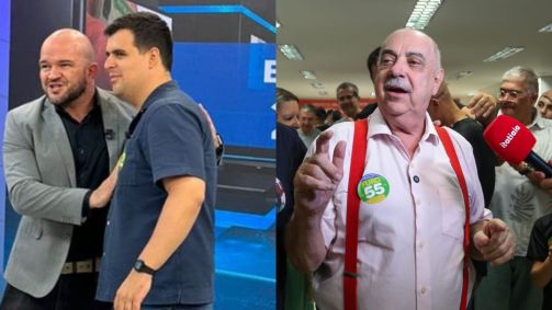 Candidatos à Prefeitura de BH, Bruno Engler (PL) e Fuad Noman (PSD) em campanha