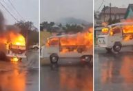 "Kombi fantasma": veículo em chamas é visto em movimento nas ruas de SC