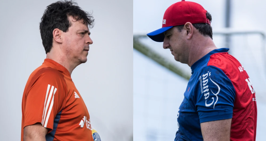 Fernando Diniz, do Cruzeiro, e Rogério Ceni, do Bahia