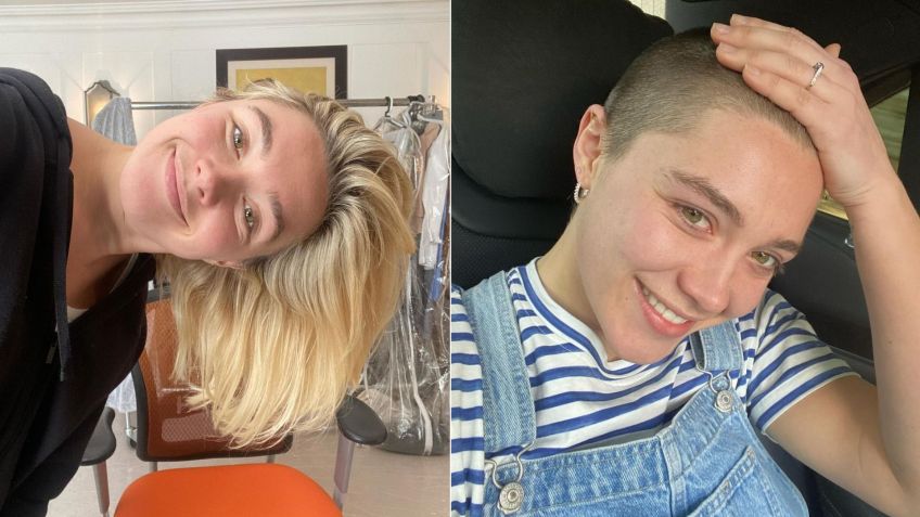 Florence Pugh raspou o cabelo para viver personagem em "Todo Tempo Que Temos" • Reprodução/Instagram