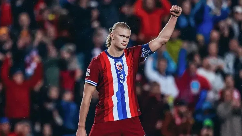 Haaland em jogo pela Seleção da Noruega