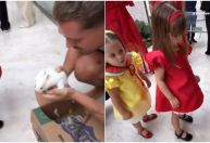 João Guilherme dá coelhinhos de presente às sobrinhas, Maria Alice e Maria Flor