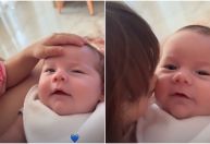 Virginia encanta a web com Maria Alice fazendo carinho em José Leonardo