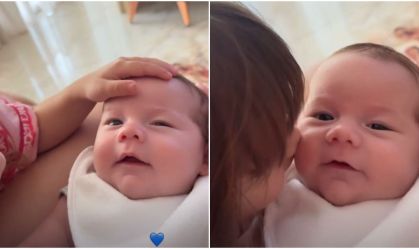Virginia encanta a web com Maria Alice fazendo carinho em José Leonardo