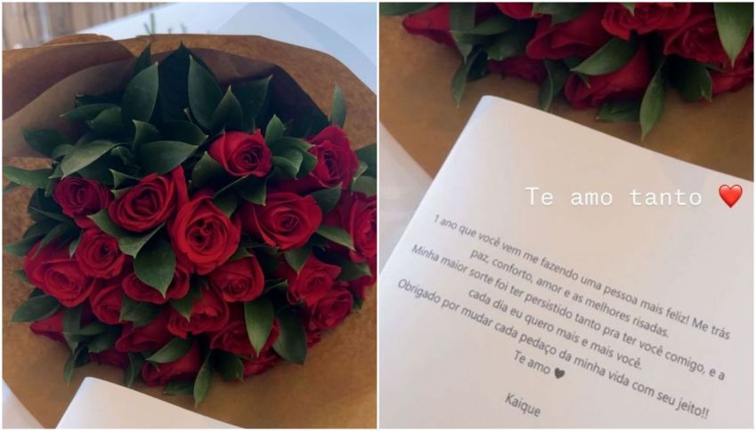 Kaique Cerveny mandou um buquê de rosas com uma carta carinhosa à amada • Instagram / Juliette