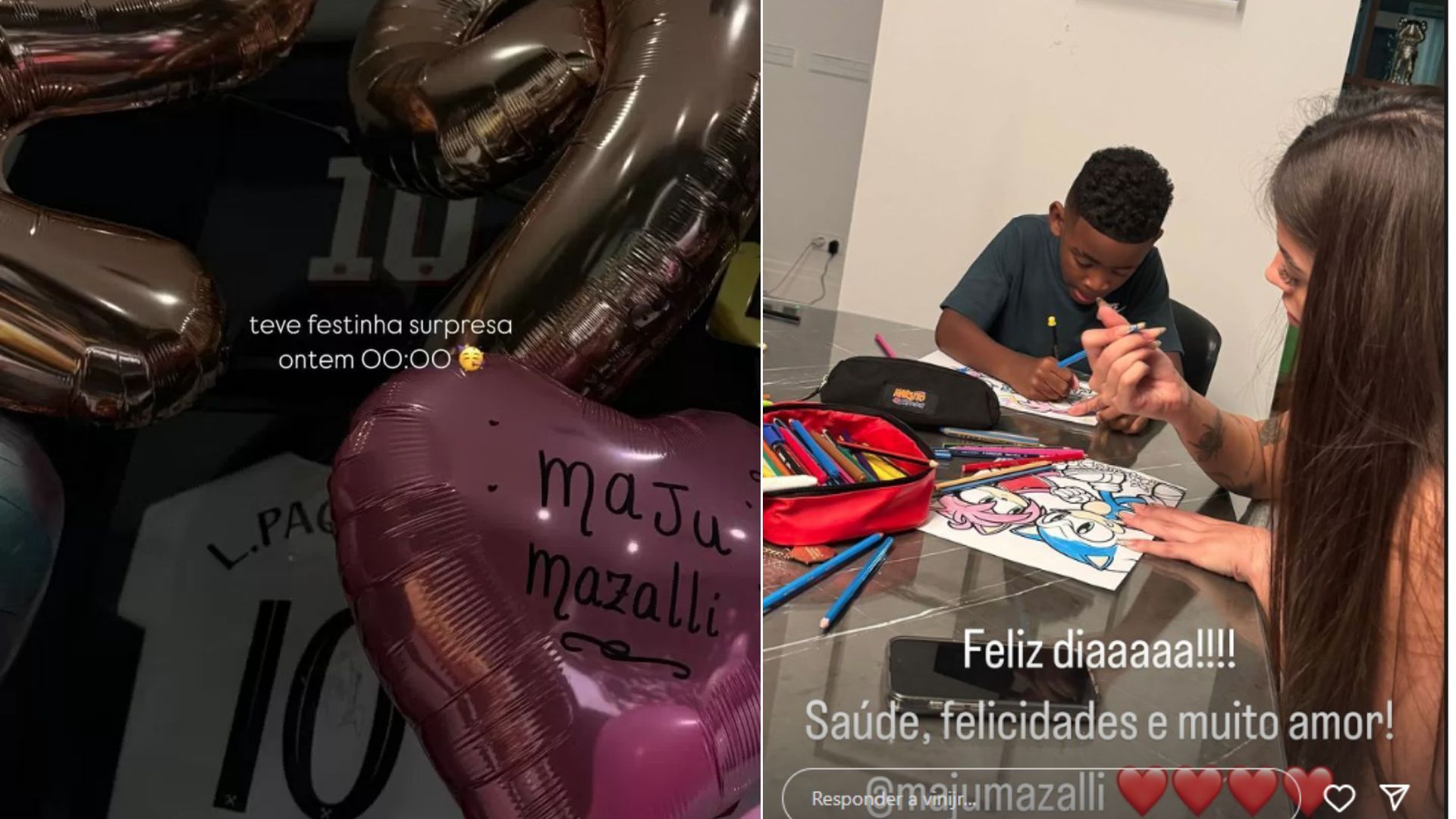 Publicação de Maju Mazalli e Vini Jr., respectivamente • Reprodução/Instagram