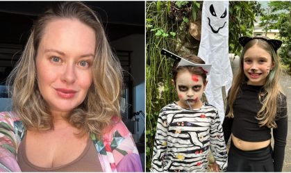 Mari Bridi ignora polêmicas com Rafael Cardoso e curte Halloween com os filhos
