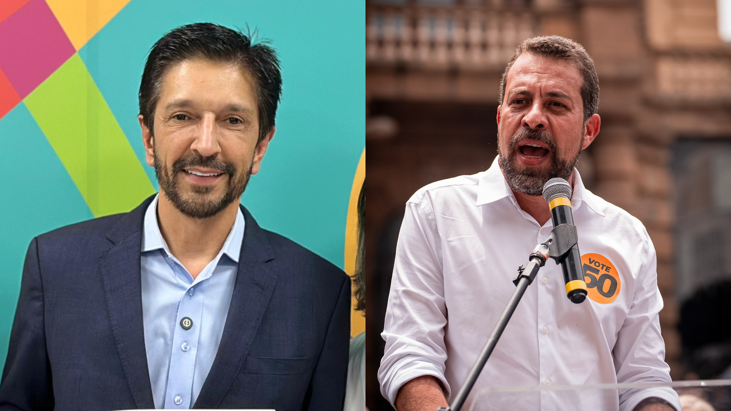 Nunes (à esquerda) e Boulos disputam o segundo turno na eleição paulistana
