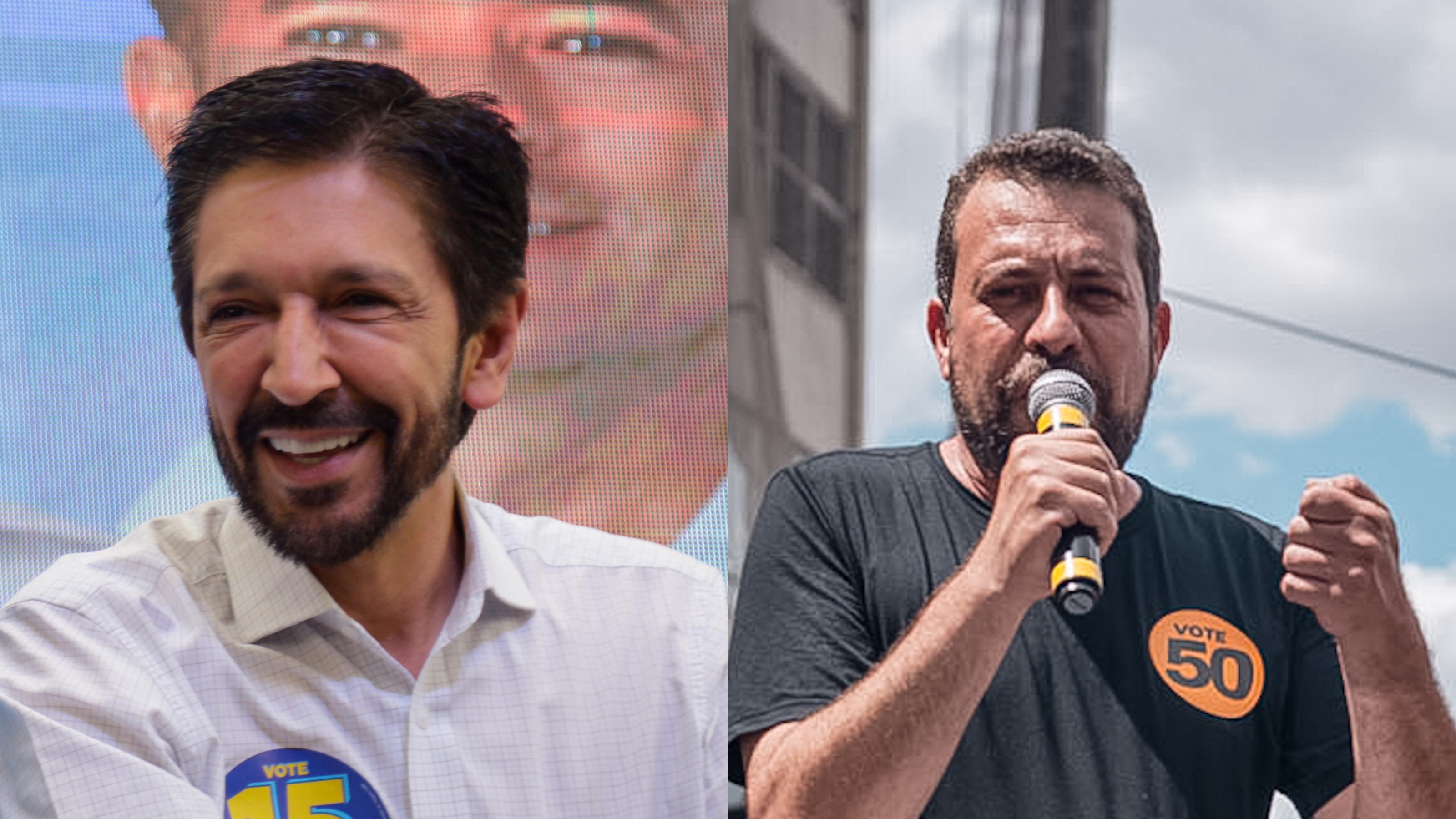 Nunes (à esquerda) e Boulos disputam o segundo turno na eleição paulistana