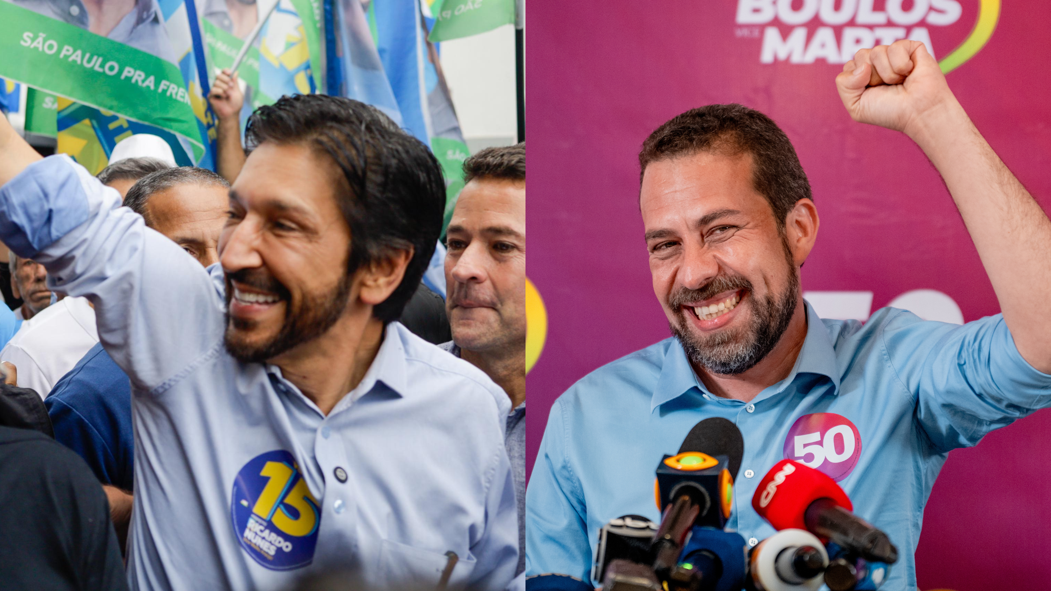 Nunes (à esquerda) e Boulos disputam o segundo turno na eleição paulistana