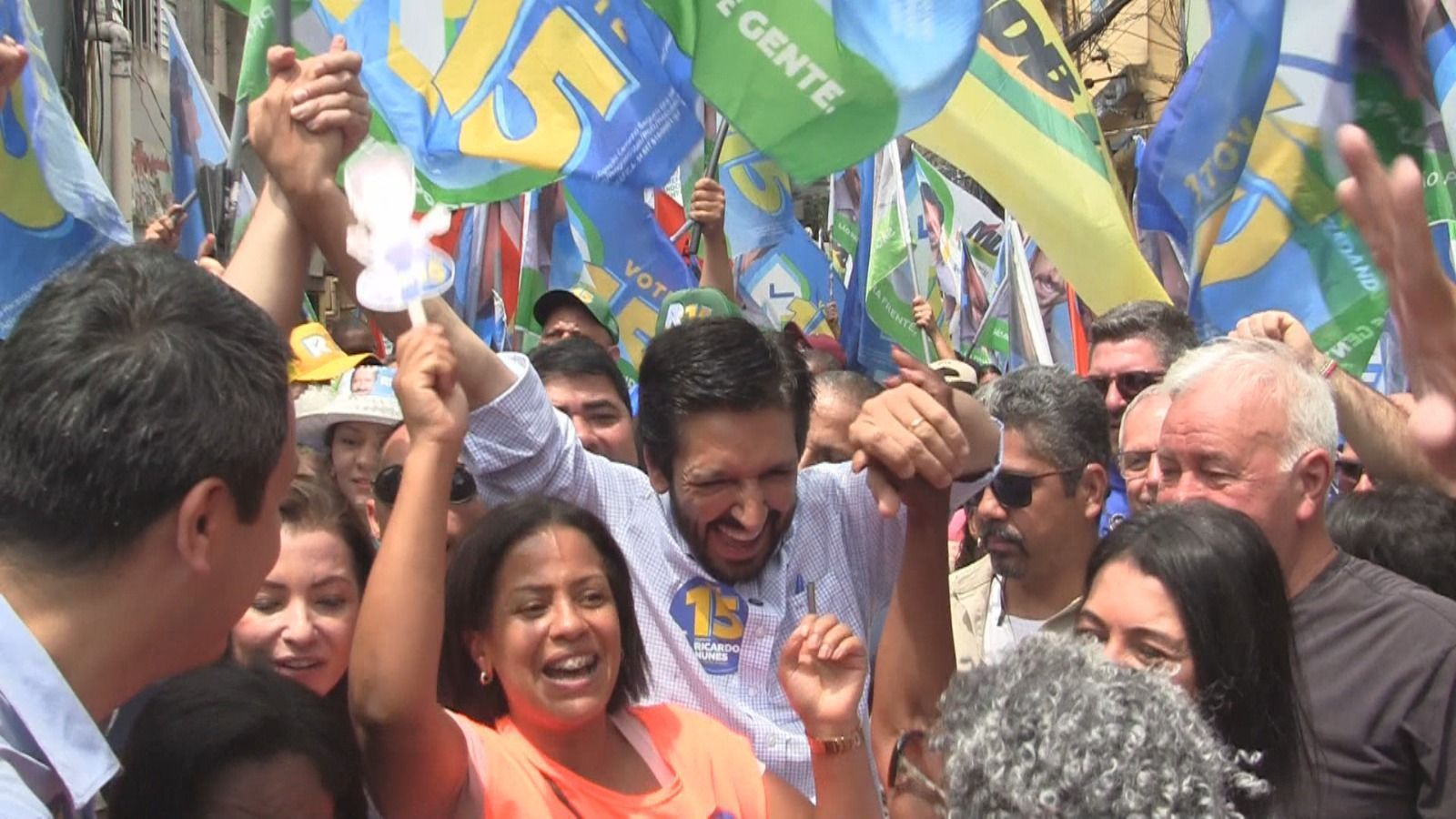 Ricardo Nunes durante o último dia de campanha à Prefeitura de São Paulo