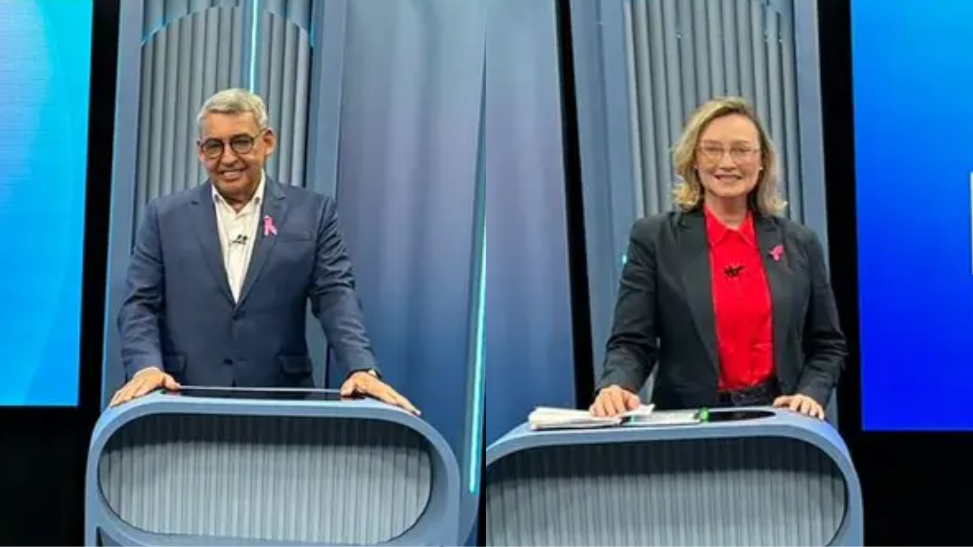 Os candidatos a prefeito de Porto Alegre, Sebastião Melo (à esquerda) e Maria do Rosário (à direita)