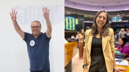 Os candidatos a prefeitura de Natal Paulinho Freire (União) e Natália Bonavides (PT)