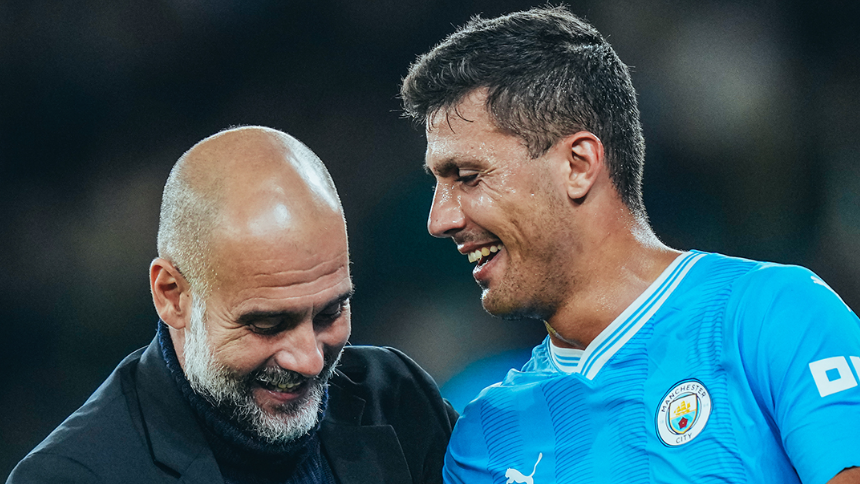 Pep Guardiola e Rodri, do Manchester City