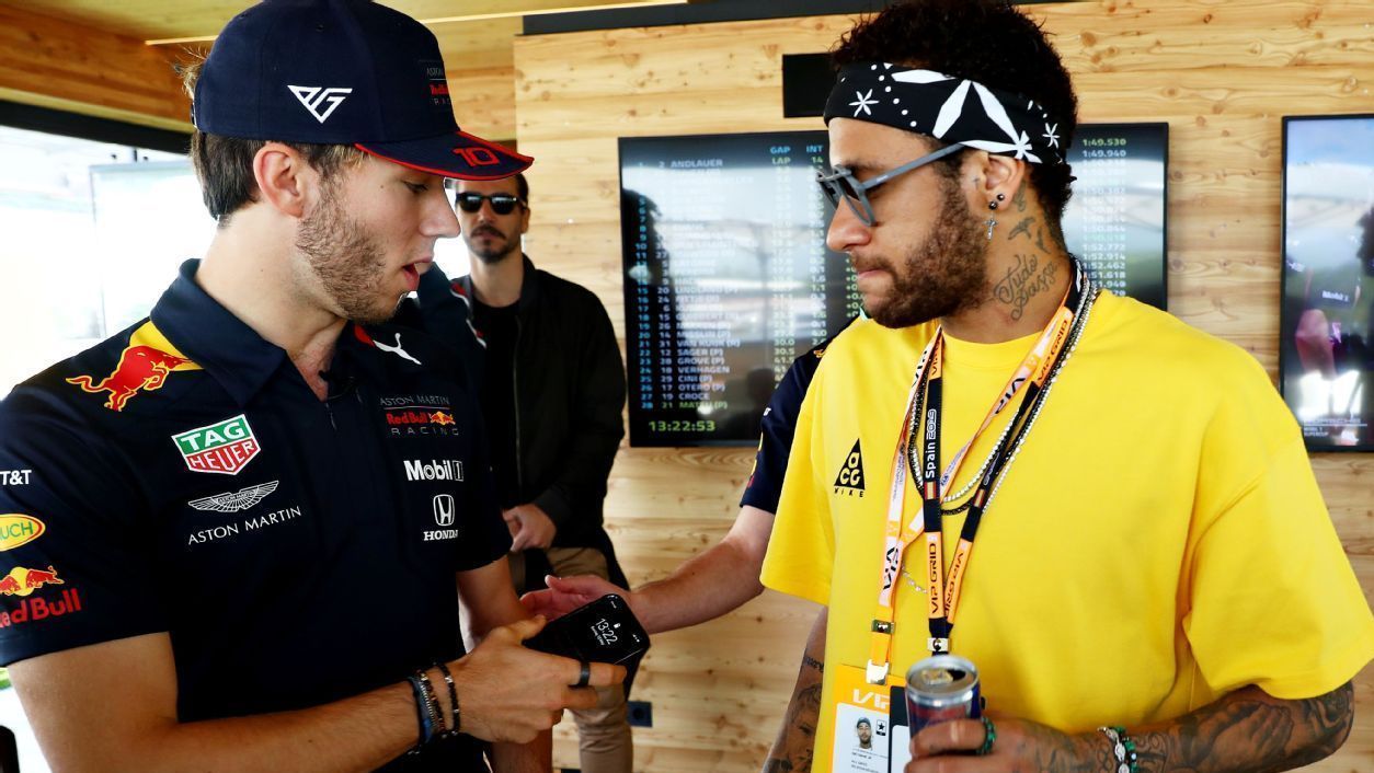 Pierre Gasly e Neymar durante o fim de semana do GP da Espanha de F1