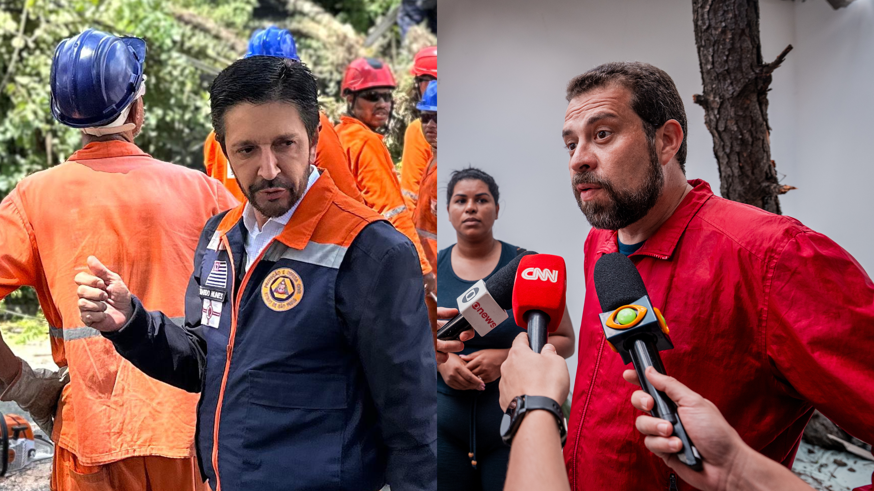 Ricardo Nunes e Guilherme Boulos visitam áreas que sofreram com a chuva em São Paulo