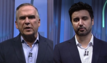 Sandro Mabel (à esquerda) e Fred Rodrigues durante o debate