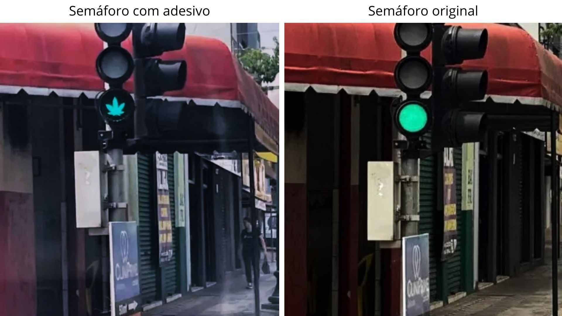 Semáforo com formato de maconha chama atenção no PR • Reprodução