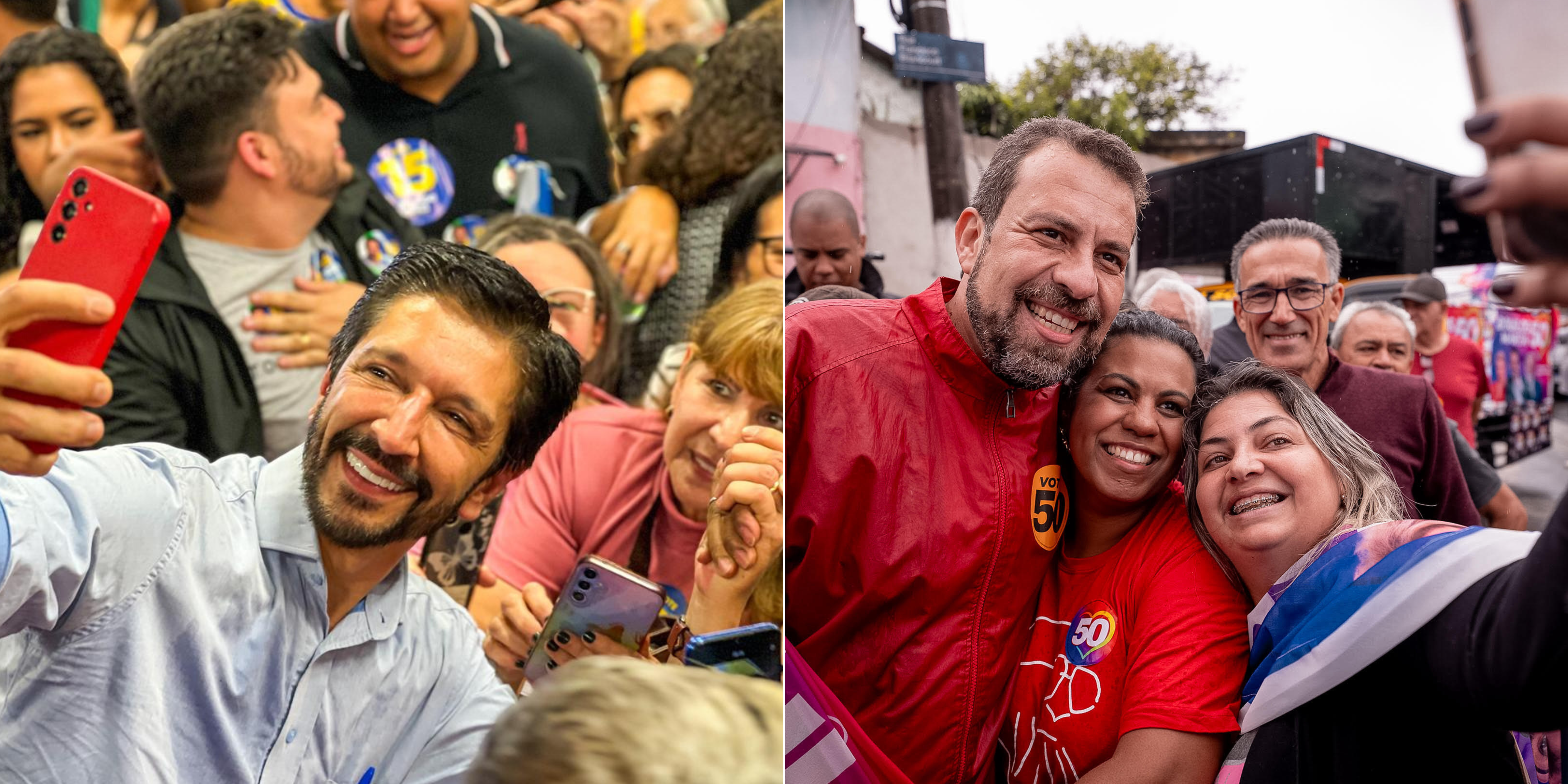 Nunes (à esquerda) e Boulos disputam o segundo turno na eleição paulistana