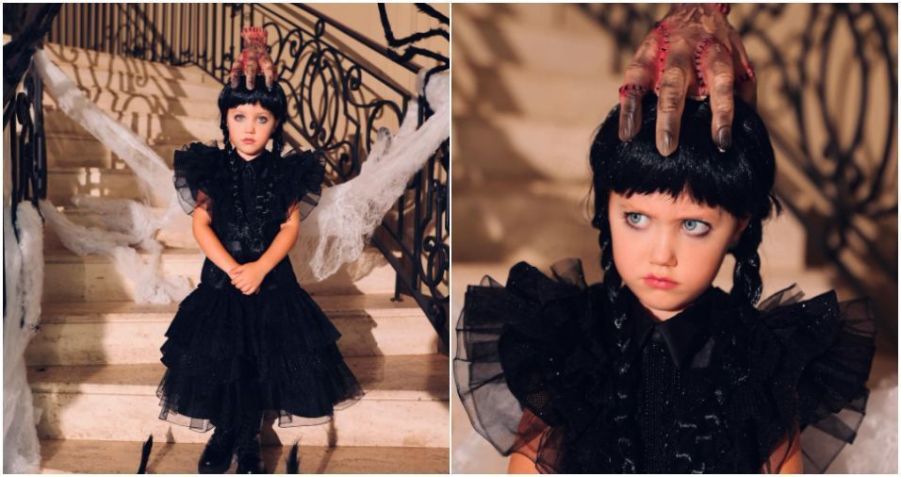 Vicky se veste de Wandinha para festa de Halloween • Instagram / Ana Paula Siebert