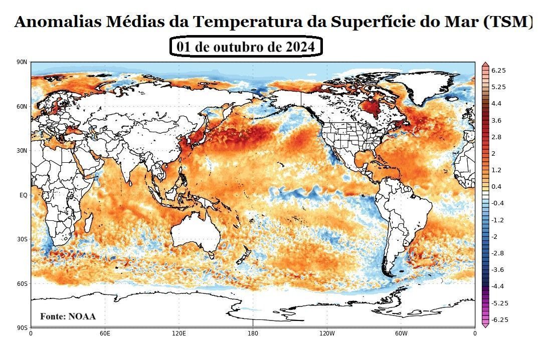 mapa de anomalias médias da Temperatura da Superfície do Mar (TSM) • Instituto Lapis
