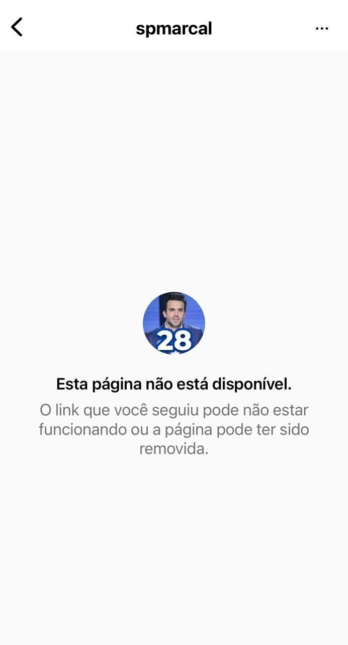 Nova conta de Pablo Marçal (PRTB) foi suspensa neste sábado (5) • Reprodução/Instagram