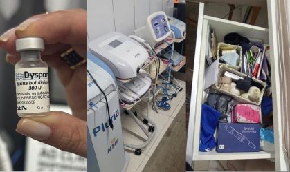 Itens apreendidos em clínica clandestina em Goiás